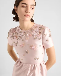 Long embroidered silk and wool dress