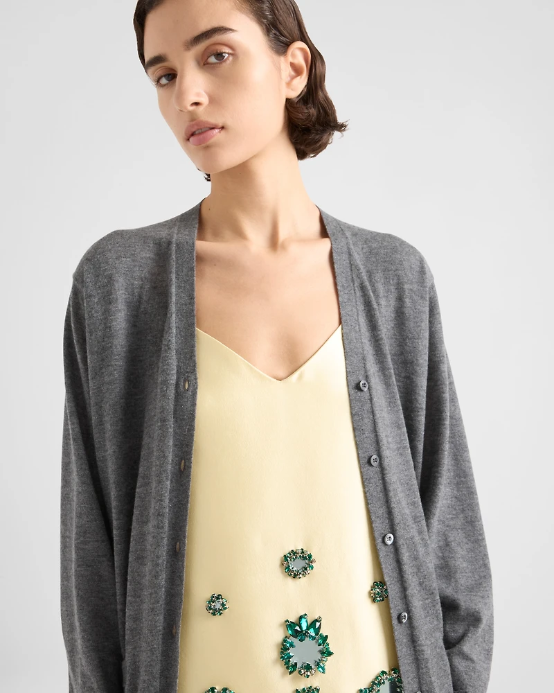 Embroidered silk and wool mini-dress