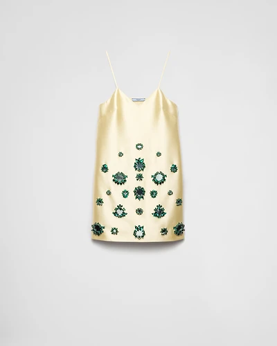 Embroidered silk and wool mini-dress
