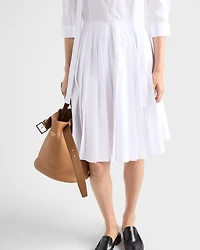 Pleated poplin shirt dress
