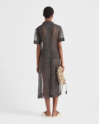 Polka-dot silk chiffon shirt dress