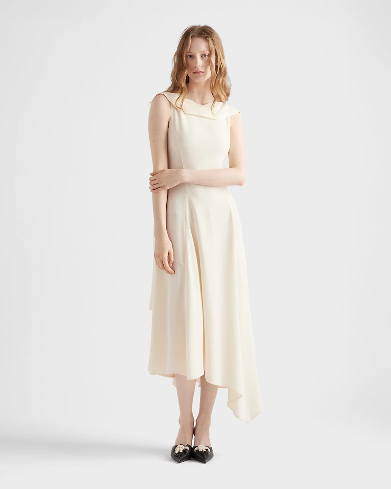 Asymmetrical satin crepe dress
