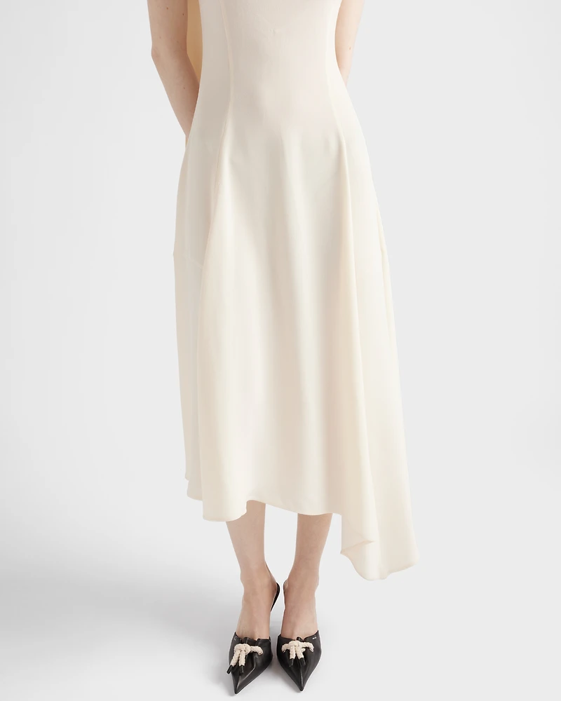 Asymmetrical satin crepe dress