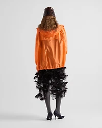 Feather-embellished silk organza dress