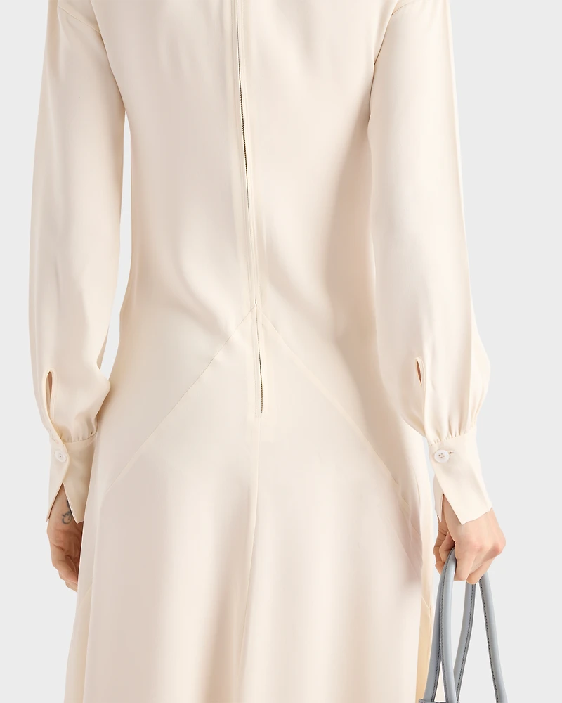 Silk broadcloth midi-dress