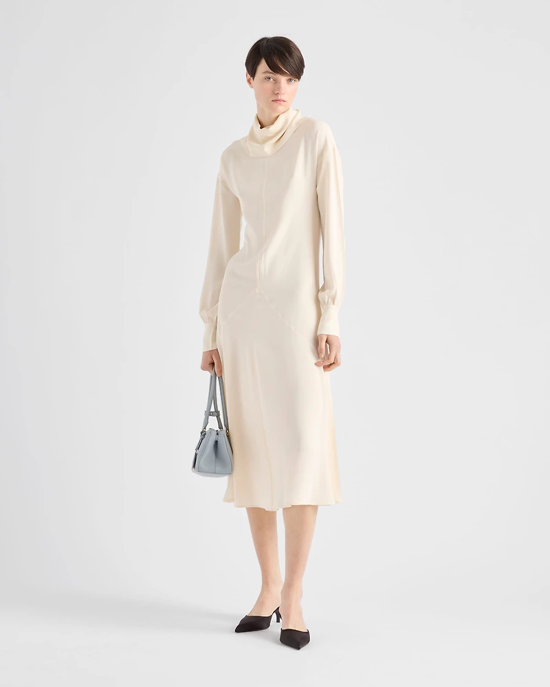 Silk broadcloth midi-dress
