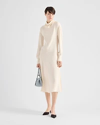 Silk broadcloth midi-dress