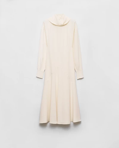 Silk broadcloth midi-dress