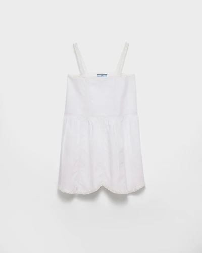 Embroidered vintage-look fabric mini-dress