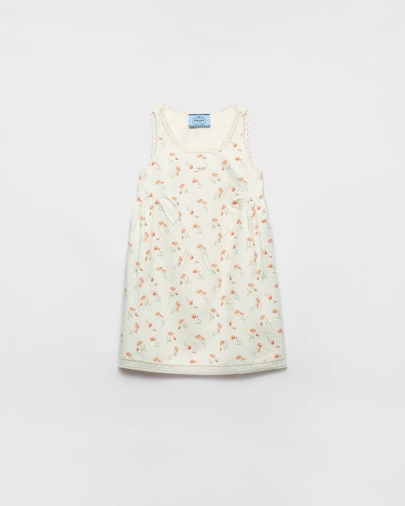 Floral print linen mini-dress