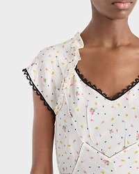 Floral print pongé dress