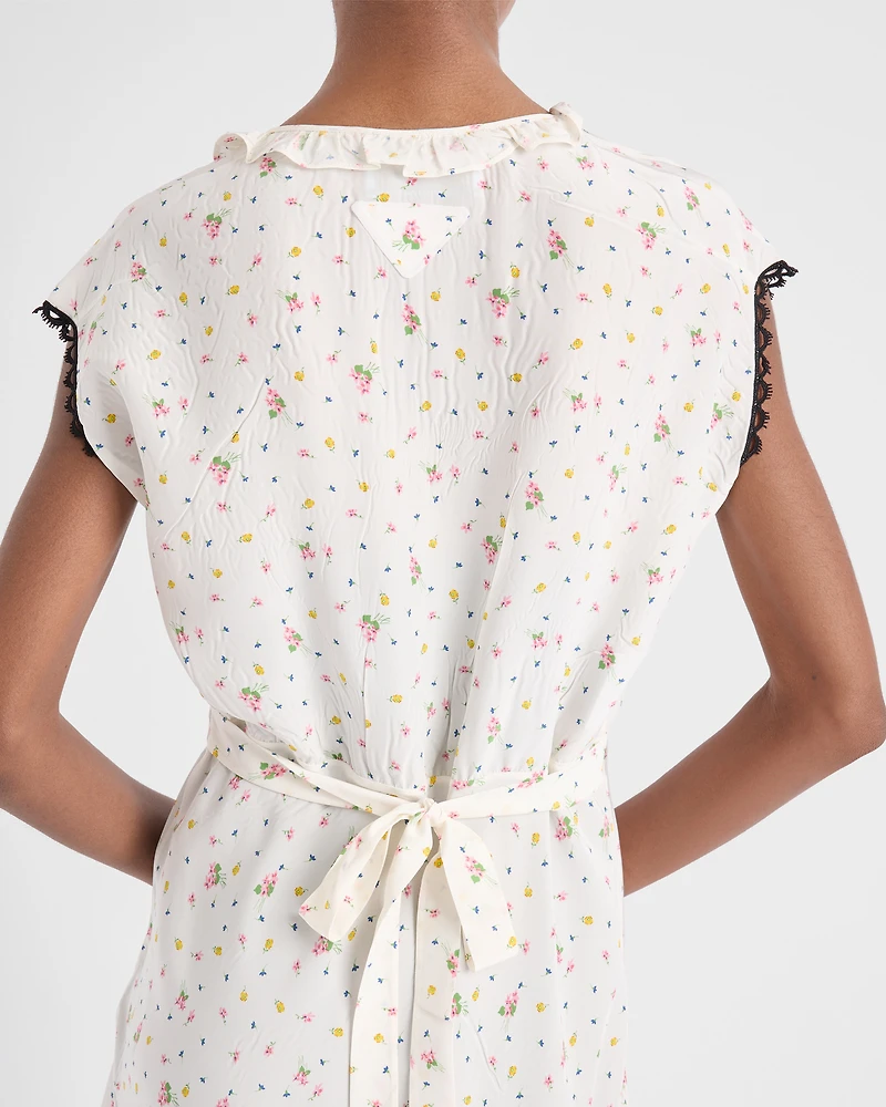 Floral print pongé dress