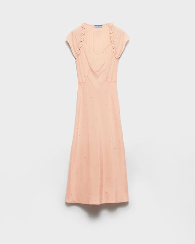 Embroidered vintage-look habutai silk dress