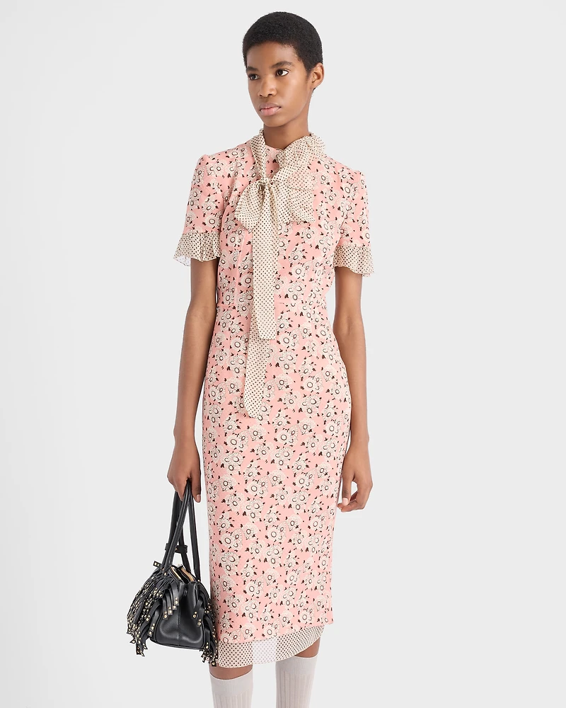 Printed stretch georgette dress