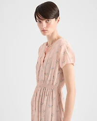 Floral print pongé dress