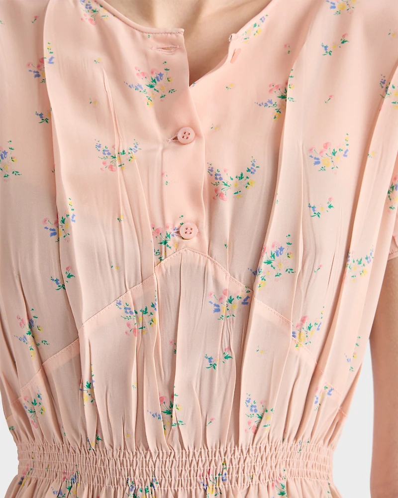 Floral print pongé dress
