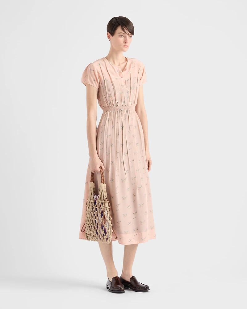 Floral print pongé dress