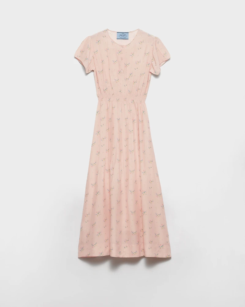 Floral print pongé dress