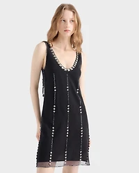 Embroidered tulle mini-dress