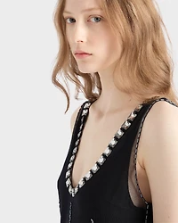 Embroidered tulle mini-dress