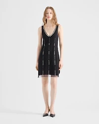 Embroidered tulle mini-dress