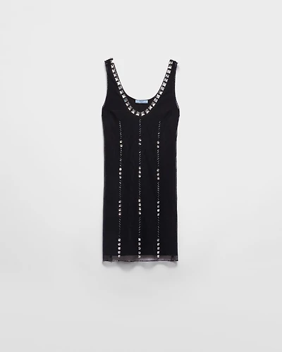 Embroidered tulle mini-dress