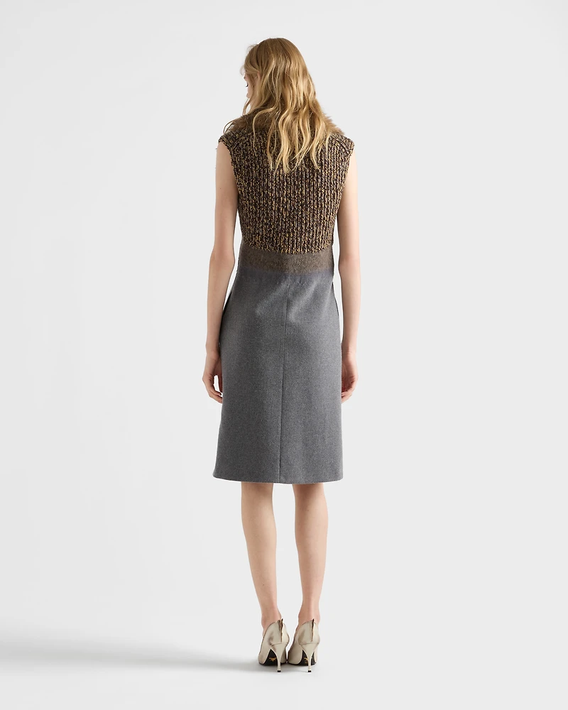 Shetland wool and cashmere V-neck dress