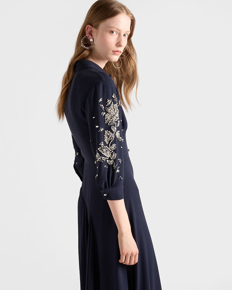 Long embroidered sablé dress