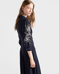 Long embroidered sablé dress