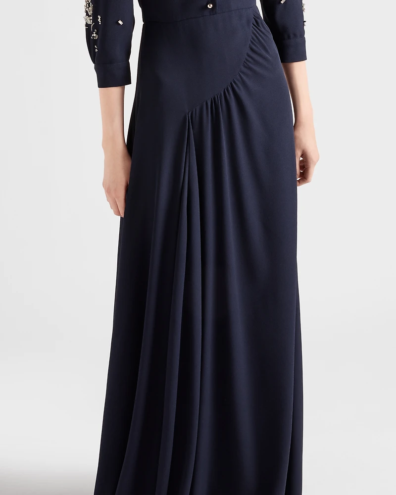 Long embroidered sablé dress