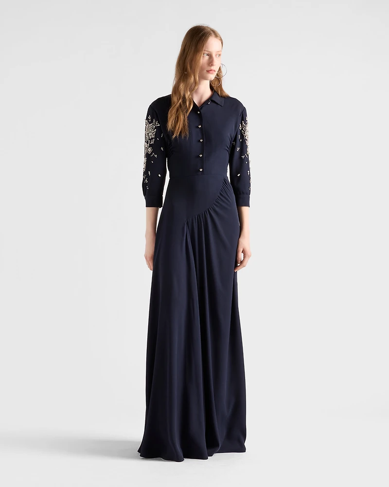 Long embroidered sablé dress