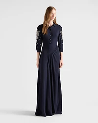 Long embroidered sablé dress