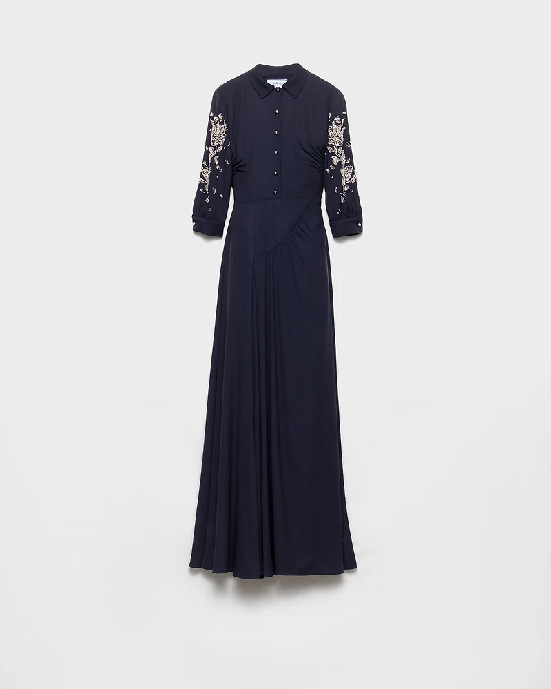 Long embroidered sablé dress