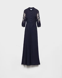 Long embroidered sablé dress