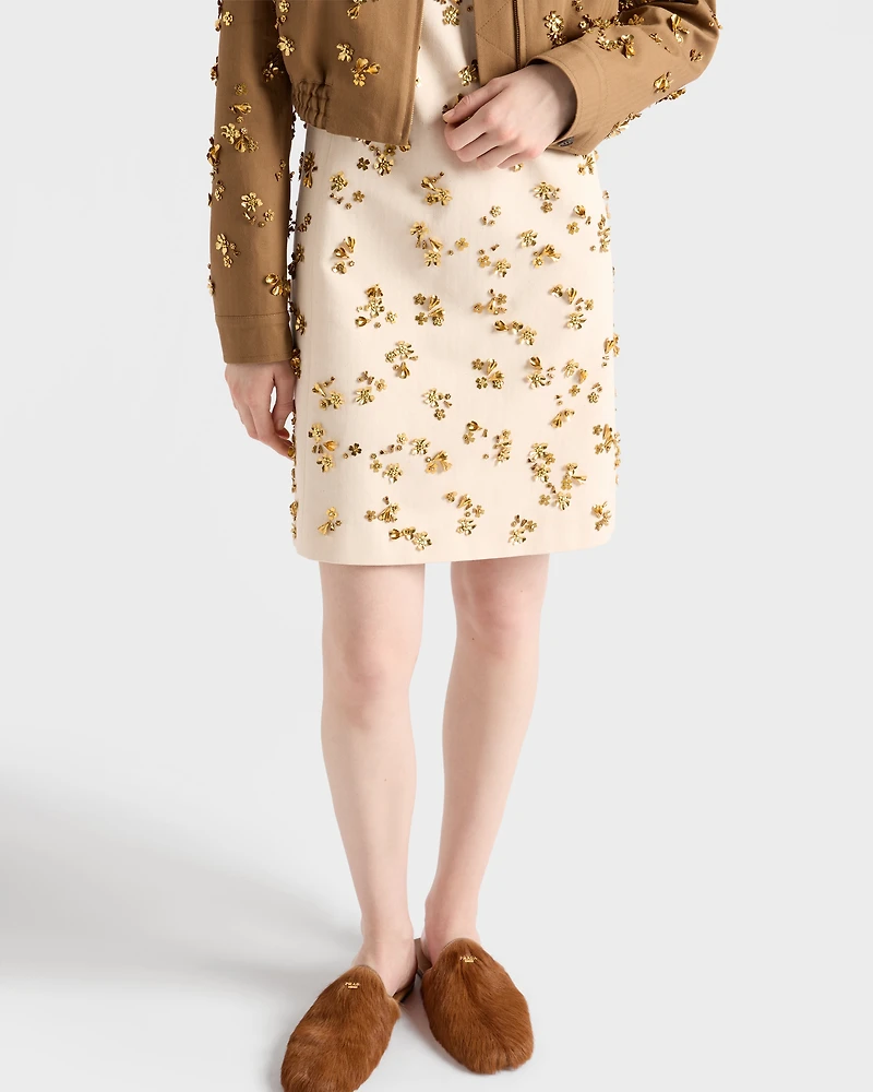 Embroidered chevron mini-dress