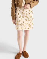 Embroidered chevron mini-dress
