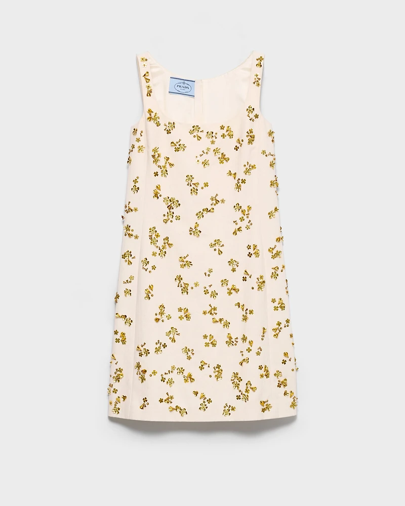 Embroidered chevron mini-dress