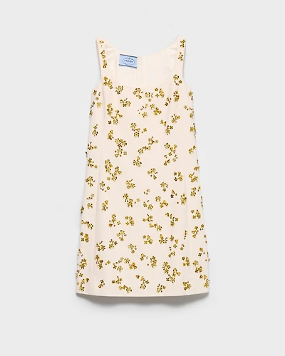 Embroidered chevron mini-dress