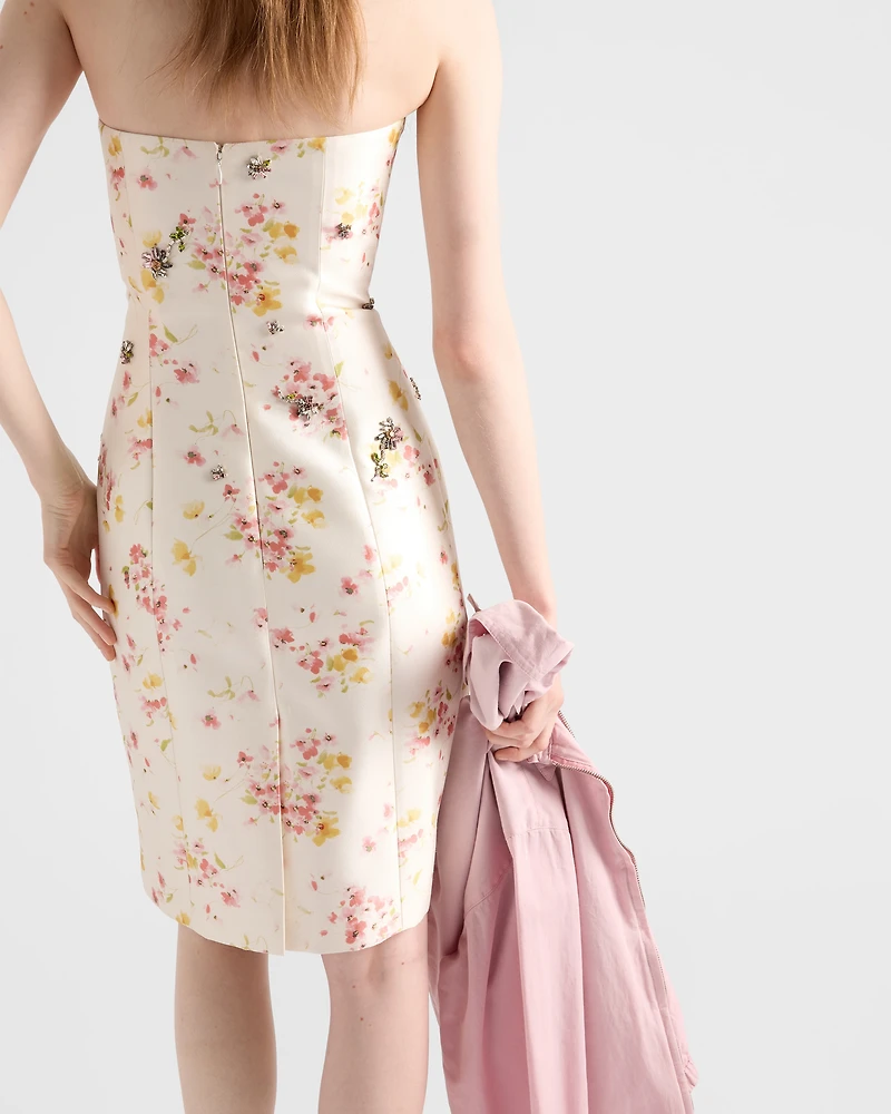 Floral print silk and wool dress