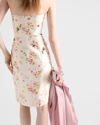 Floral print silk and wool dress