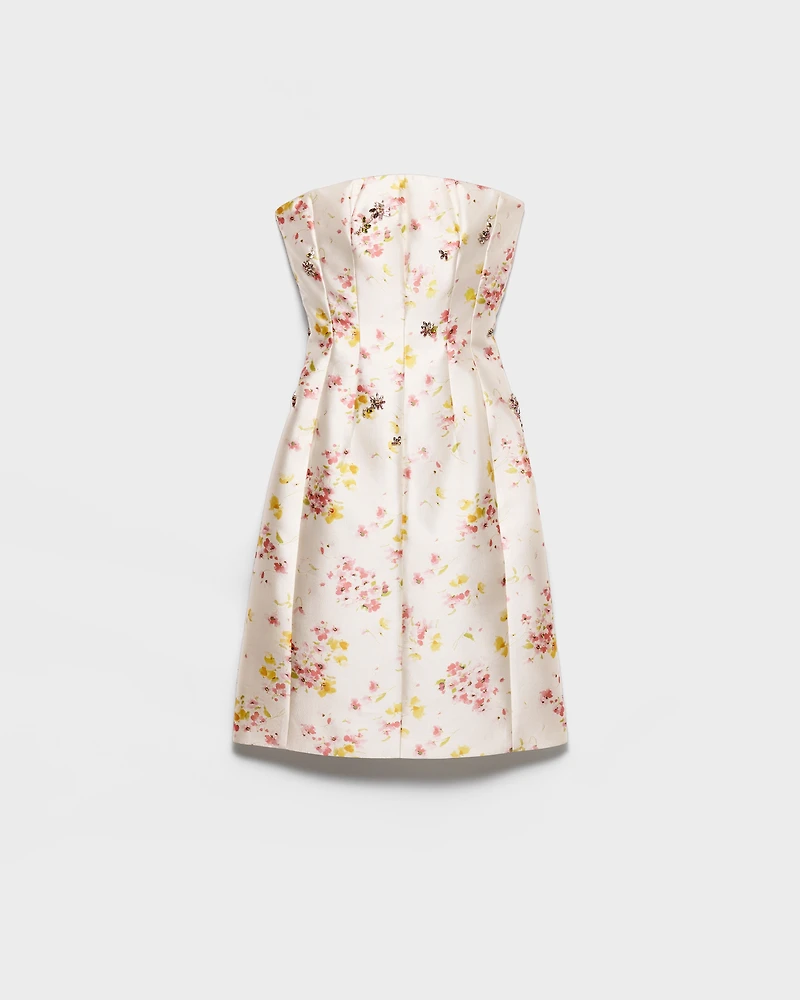 Floral print silk and wool dress
