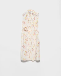 Pleated floral-print poplin dress