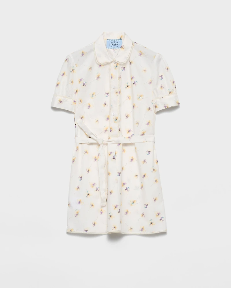 Floral print poplin mini-dress