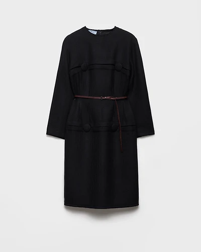 Chevron wool dress with belt