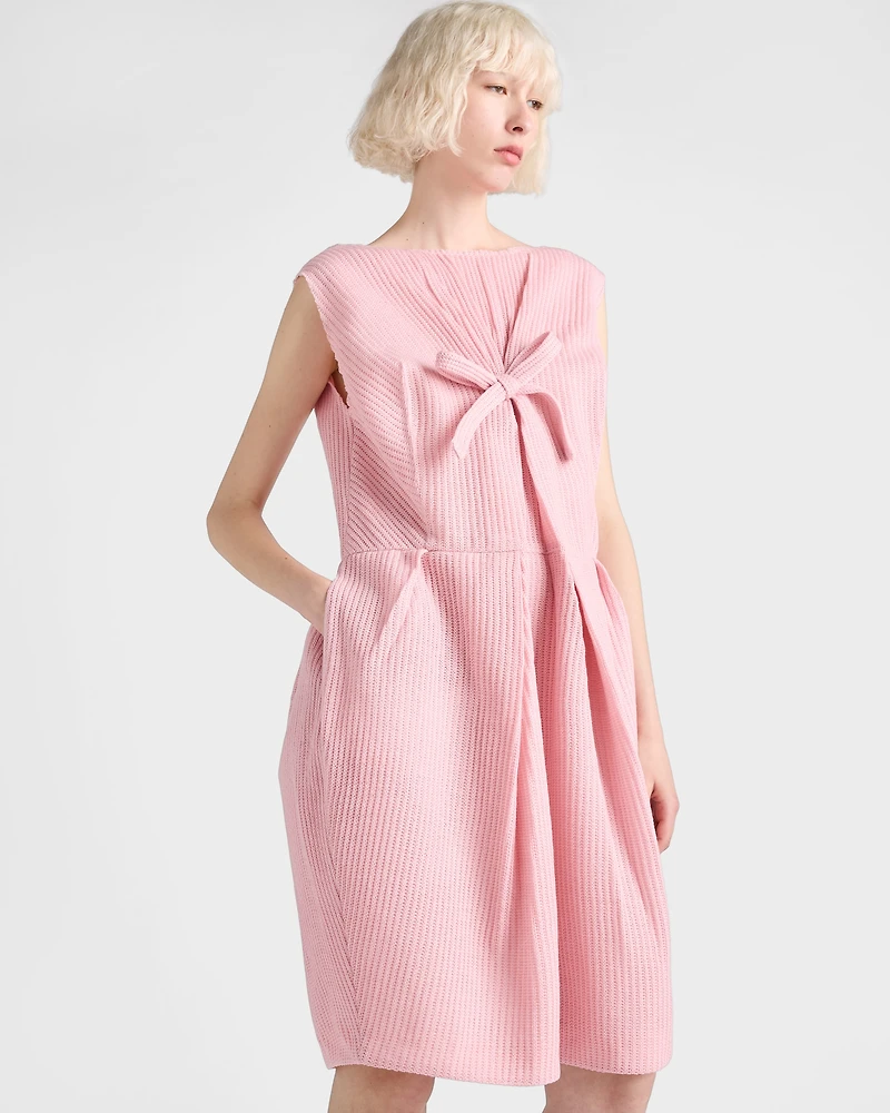 Wool knit dress with bow