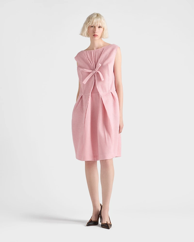 Wool knit dress with bow