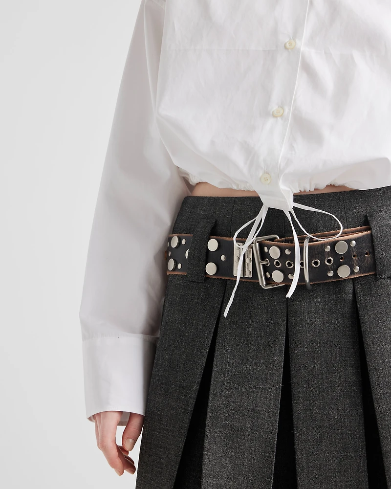 Drawstring poplin shirt