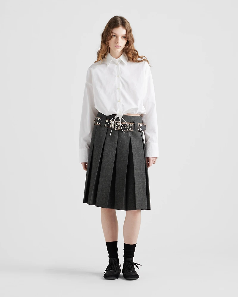 Drawstring poplin shirt