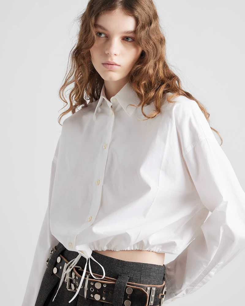Drawstring poplin shirt