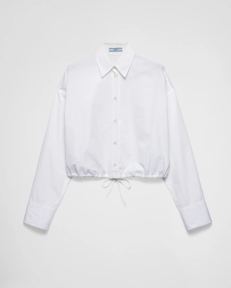 Drawstring poplin shirt